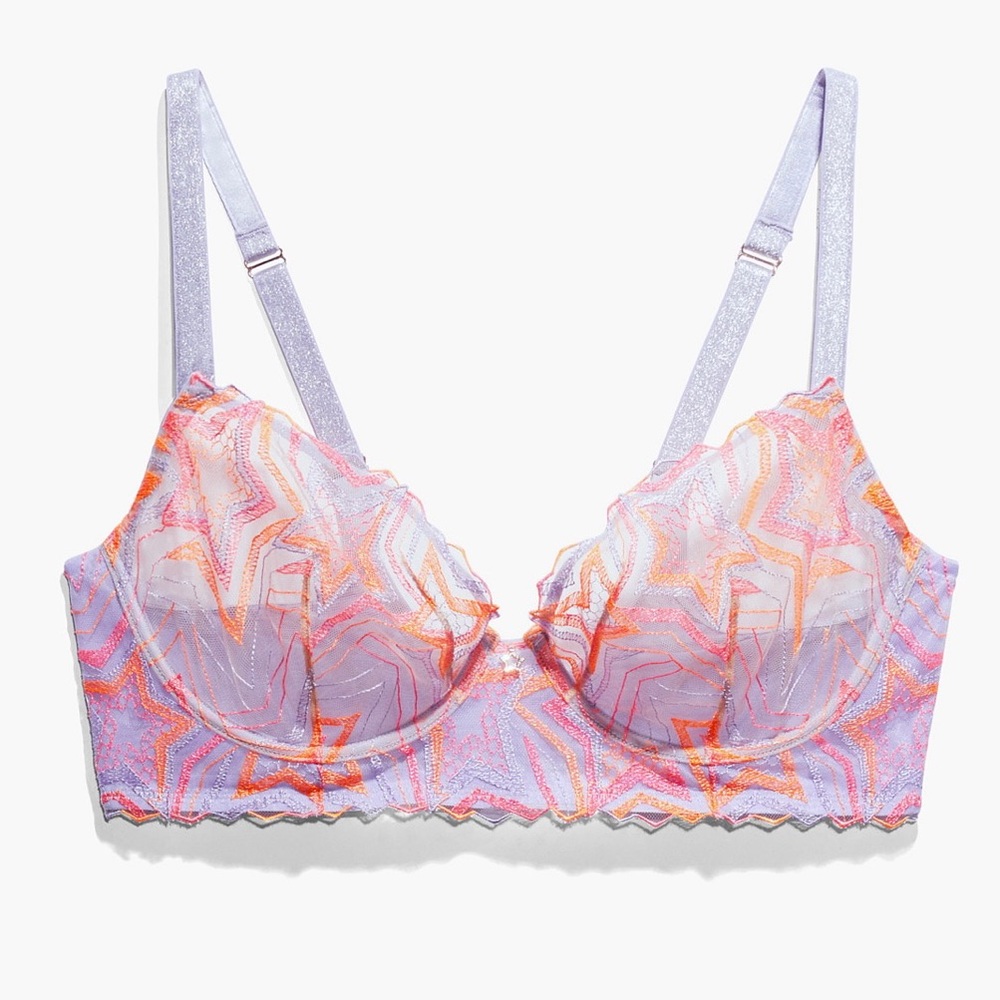 Savage X Fenty Shining Star Embroidered Unlined Demi Bra